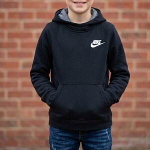 Nike Kids Sise L Black Hoodie with White Swoosh